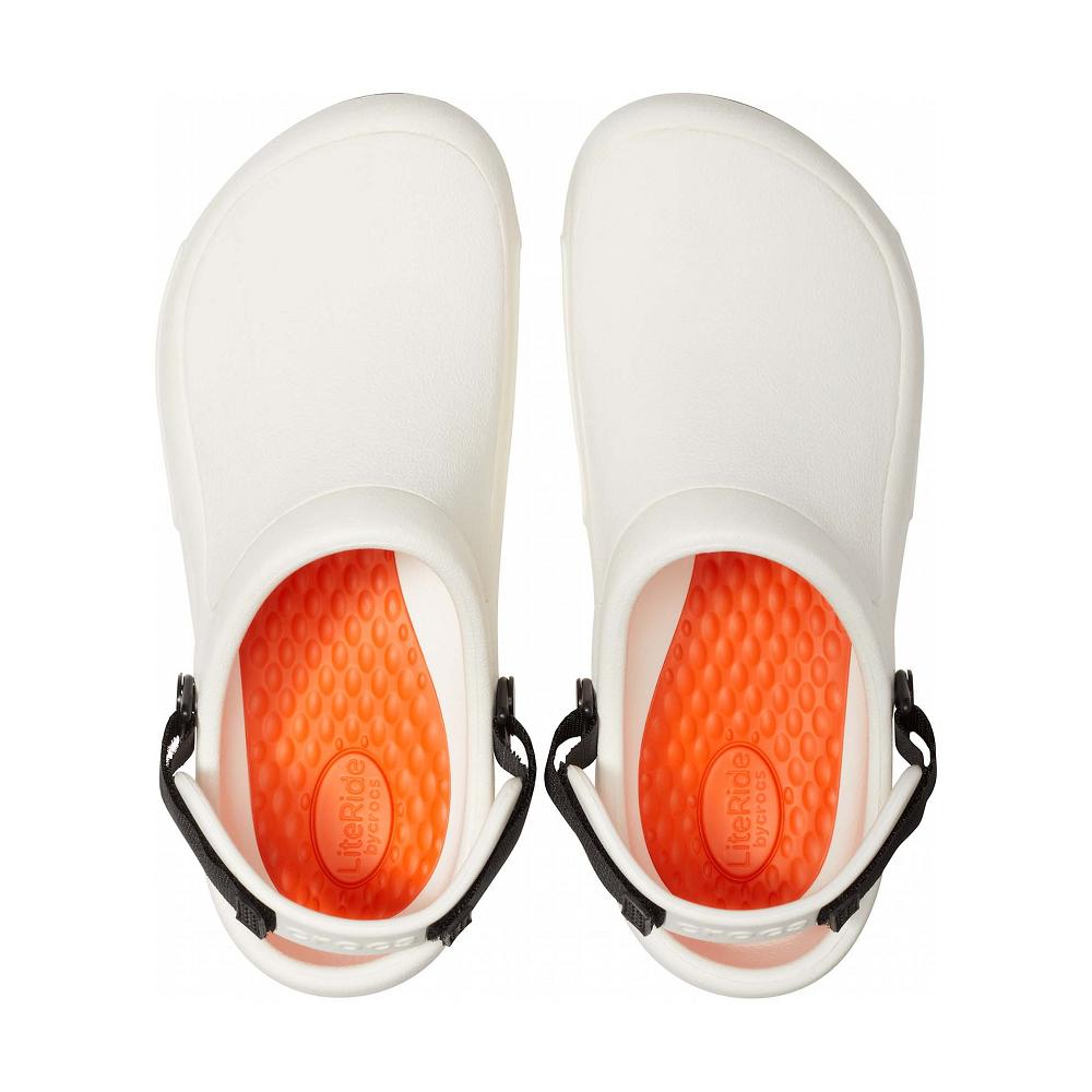 White Men's Crocs Bistro Pro LiteRide™ Clog Shoes | NZ 0665GSOL